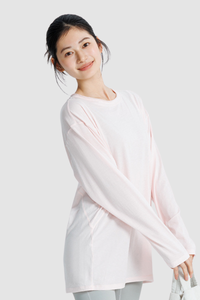 Women's Spring Breathable Loose Fit Solid Long Sleeve Top
