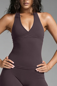 Women's Athletic Halter V-neck Padded Yoga Tank Top