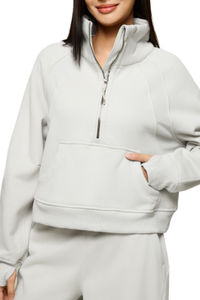 Women's Fall Half‑Zip Stand Collar Cropped Fleece Sweatshirt