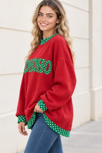 Women's Fall Letter Appliqué Embroidery Mockneck Sweatshirt