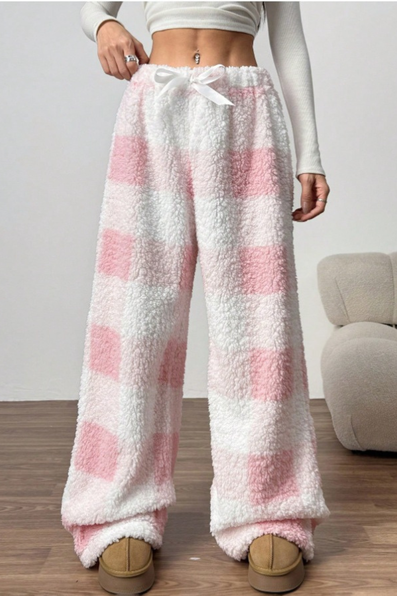 Women's Winter Plaid Thickened Drawstring Loungewear Pant