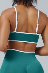 Women's Multi-Color Contrast Trim Padded Sports Yoga Bra