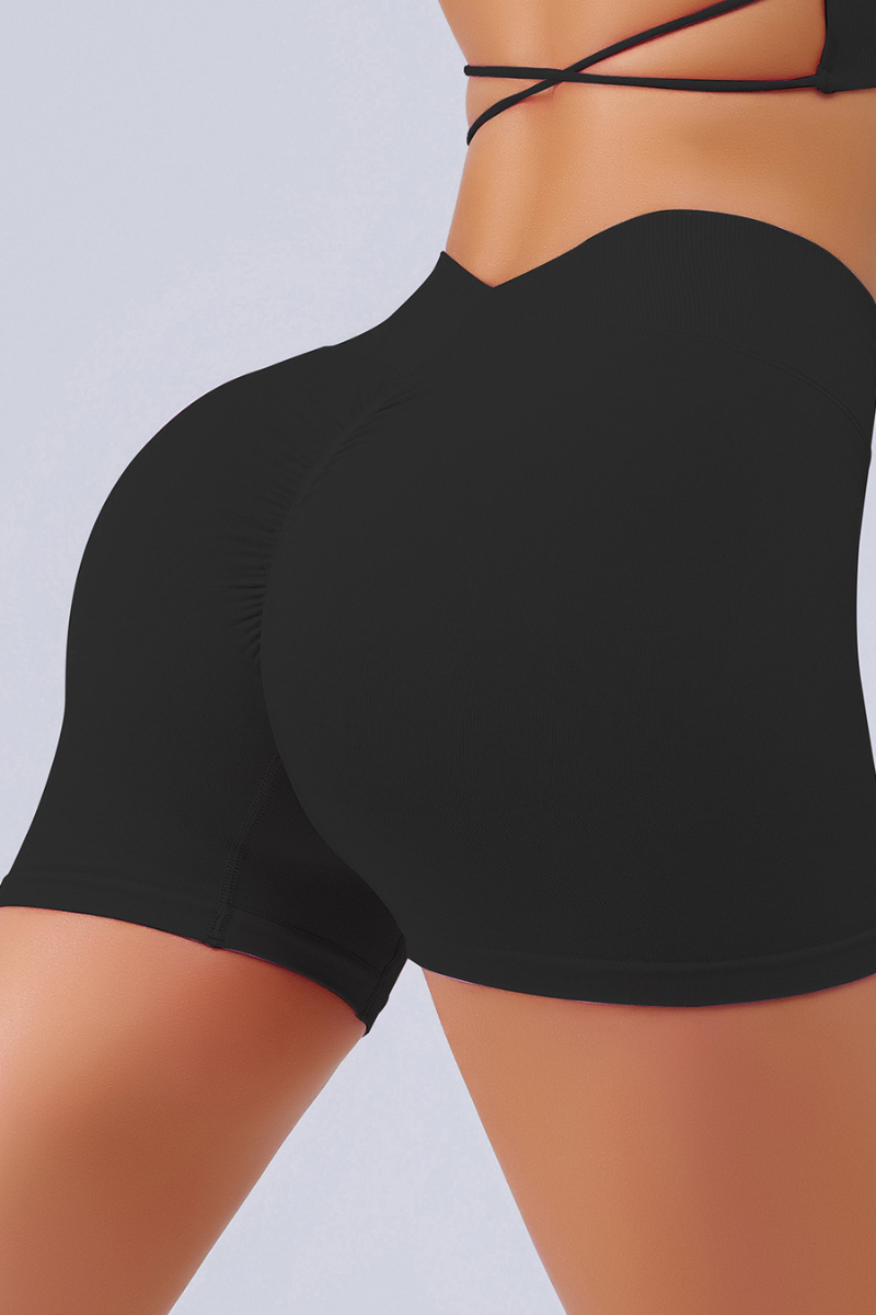 Women's Pleated Buttocks Lift High-Waisted  Seamless Shorts