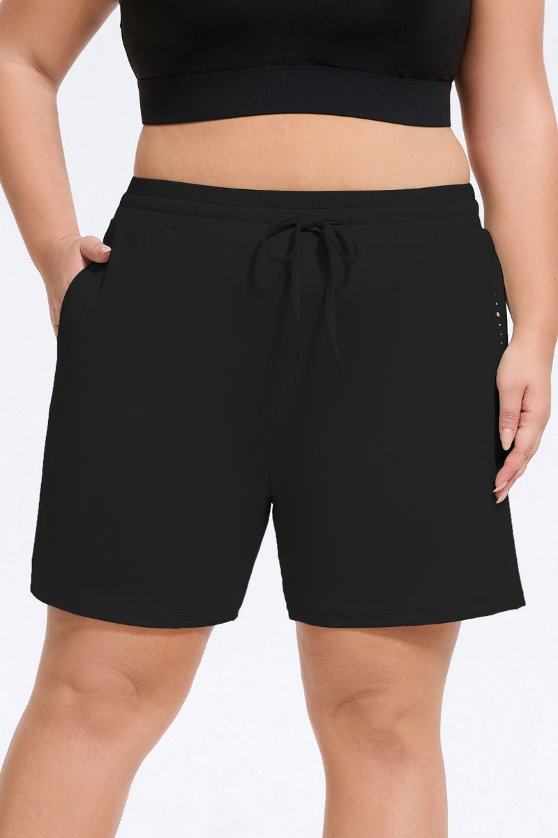 Plus Size Women's Drawstring Waist Loose-Fit Athleisure Shorts