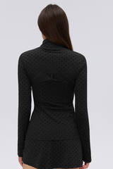 Women's Double-Sided Brushed Flocked Dot Slim Sports Jacket