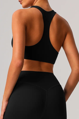 Women Solid Mid-Support I-Back Training Yoga Sport Bra