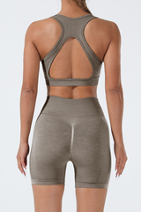 Women's Sports Seamless Set:U-neck Bra And Shorts