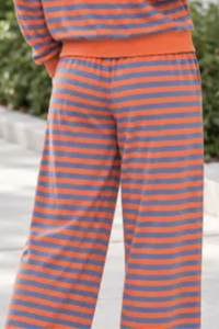 Plus Size Women's Fall Stripe Elastic Waistband Casual Pants