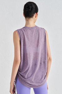 Women's Side Drawstring Sleeveless Breathable Tank Top