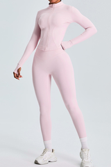 Women's Athletic Set:Stand Collar Jacket And Slim Leggings