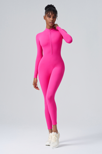 Women's Zip Slim Buttocks Lift Sculpting Longsleeve Jumpsuit