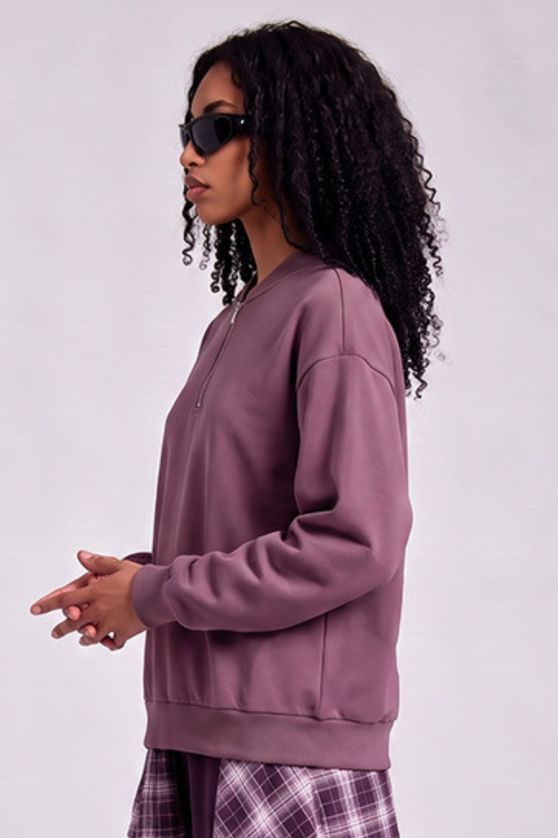 Women's Fall Vintage Washed Fleece Quarter Zip Sweatshirt