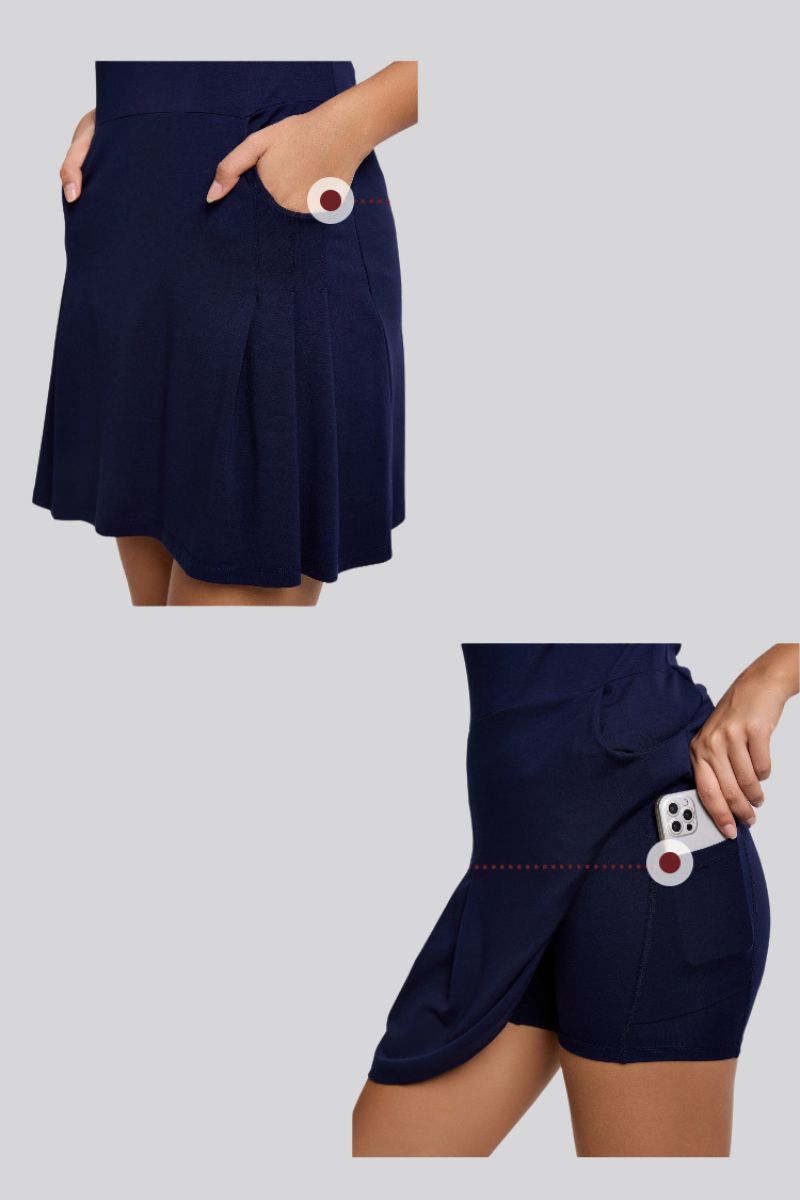 Outdoor contrasting lapel golf skirt chubby tennis sports long skirt