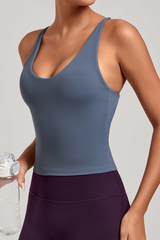 Women's Athletic V-neck Cross Back Tank Top