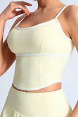 Women's Contrast Trim Contrat Crisscross Back Yoga Tank Top