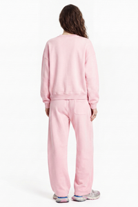 Women's Fall 100% Cotton Set:Solid Pullover And Sweatpants