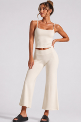Women'sThin Strap Tank Top And Wide-Leg Capri Pants Sets