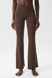 Women's Petal Hem Solid Flared  Yoga Pants