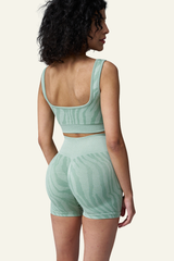 Women's Athletic Seamless knit Set:U-neck Bra & Short