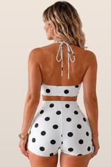 Women's Leopard Print  Halter Tie Bra And Shorts 2 Piece Set