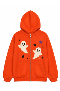 Unisex Halloween Multi Pattern Print Zip Up Hoodie