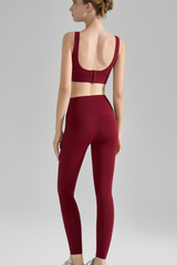 Women's Sports Sets:Color Block Wide Strap Bra And Leggings