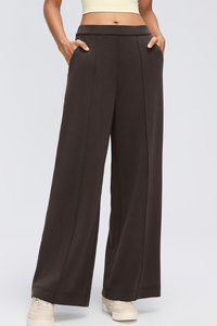 Women's Fall Center Pleat Hidden Card Pocket Wide Leg Pants