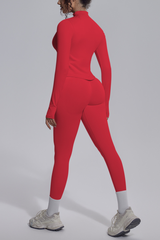 Women's Stand Collar Slim Fit Jacket & Yoga Leggings 2 Piece Set