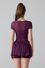 Women's Athleic Set:Faux Two-Piece T-shirt And Mini Skirt