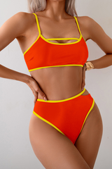 Women's Sexy Color Block Cut Out Bikini Set