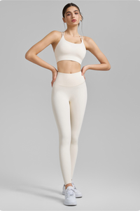 Women's U-Neck Crisscross Back  Bra And Leggings Yoga Sets