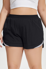 Plus Size Women's Reflective Faux Two-Piece Athletic Shorts