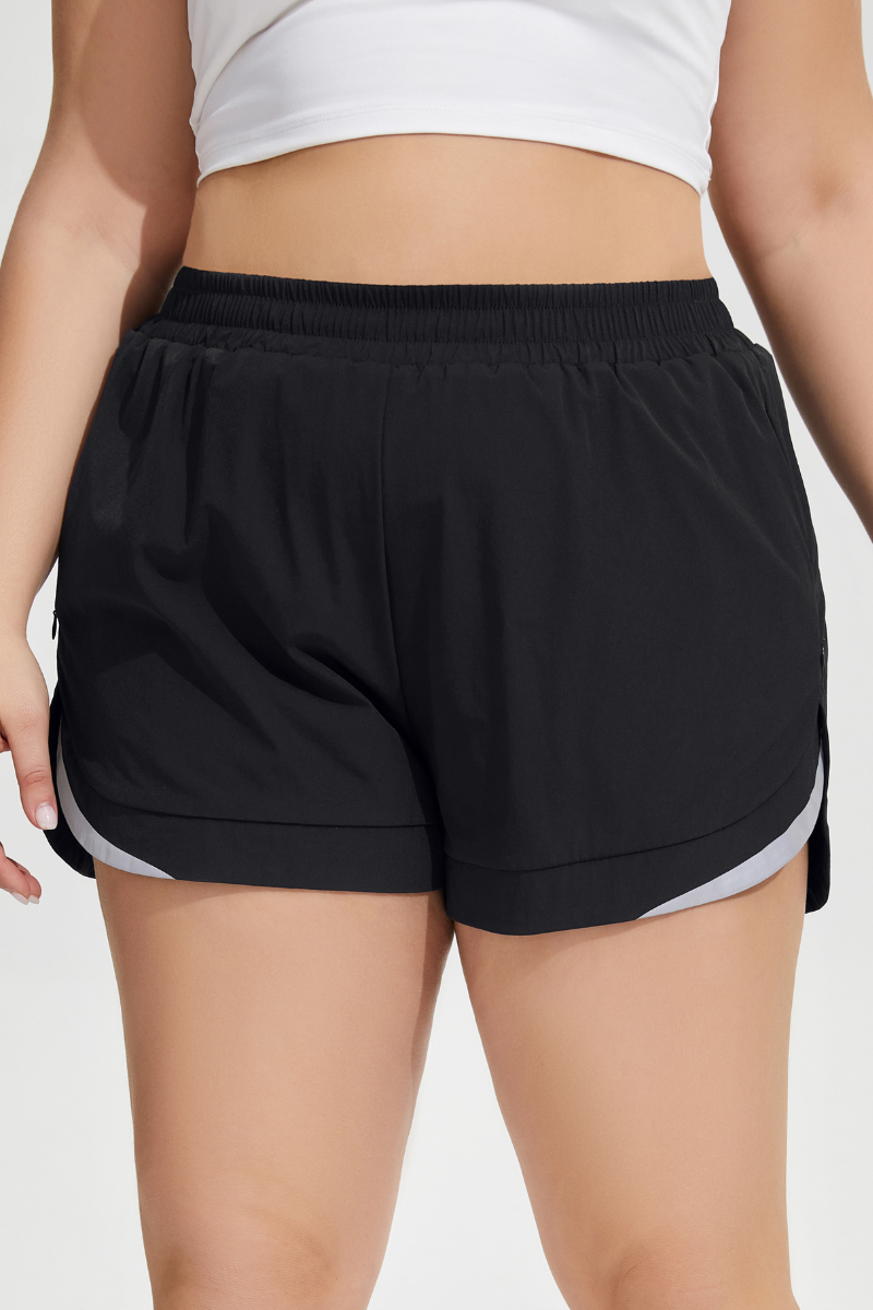 Plus Size Women's Reflective Faux Two-Piece Athletic Shorts