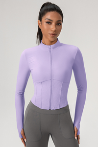 Women’s Stand-Collar Panelled Slim-Fit Athletic Jacket