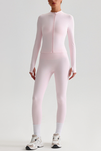 Women's Bare Feel Slim Fit Stand Callor Jacket & Leggings Yoga Set