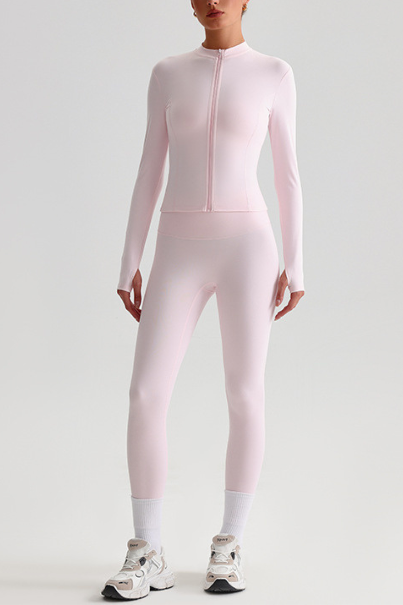 Women's Bare Feel Slim Fit Stand Callor Jacket & Leggings Yoga Set