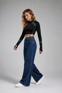 Women's High Waist Heavyweight Wide Leg Jeans