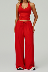 Women Fall Set:Tank Top & Wrap Tie Long Sleeve Top & Pants
