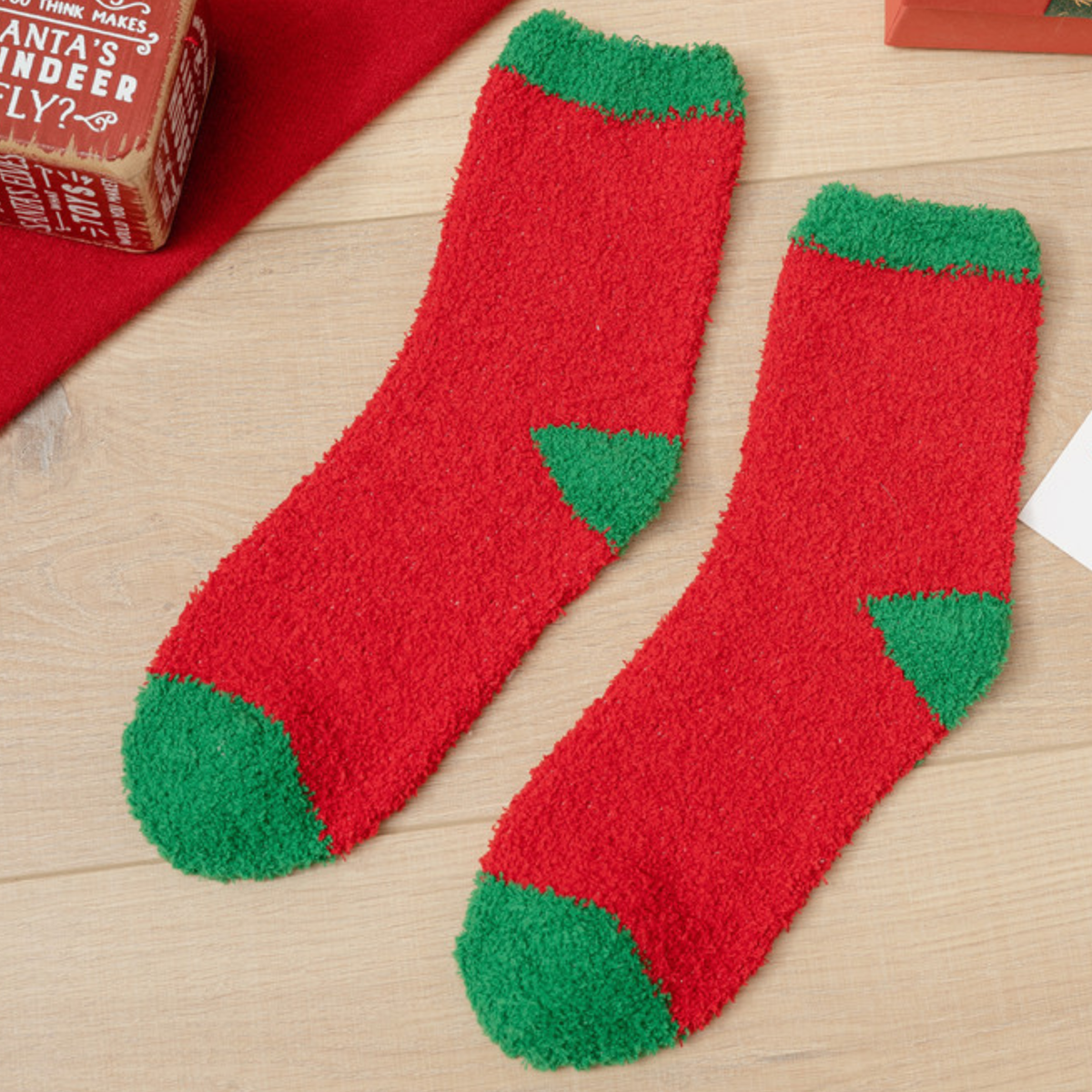 Women's Multicolor Christmas Gift Coral Fleece Socks