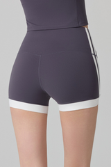 Women's Side Contrast Double Stripes Slim Fit Sports Shorts
