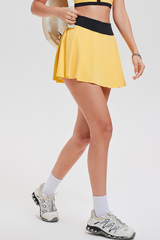 Women's Summer Color-Block Waist A-Line Pleated Tennis Skirt