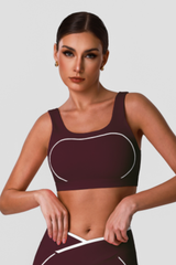 Women's Wide Straps Contrast Line U-Back Sports Bra