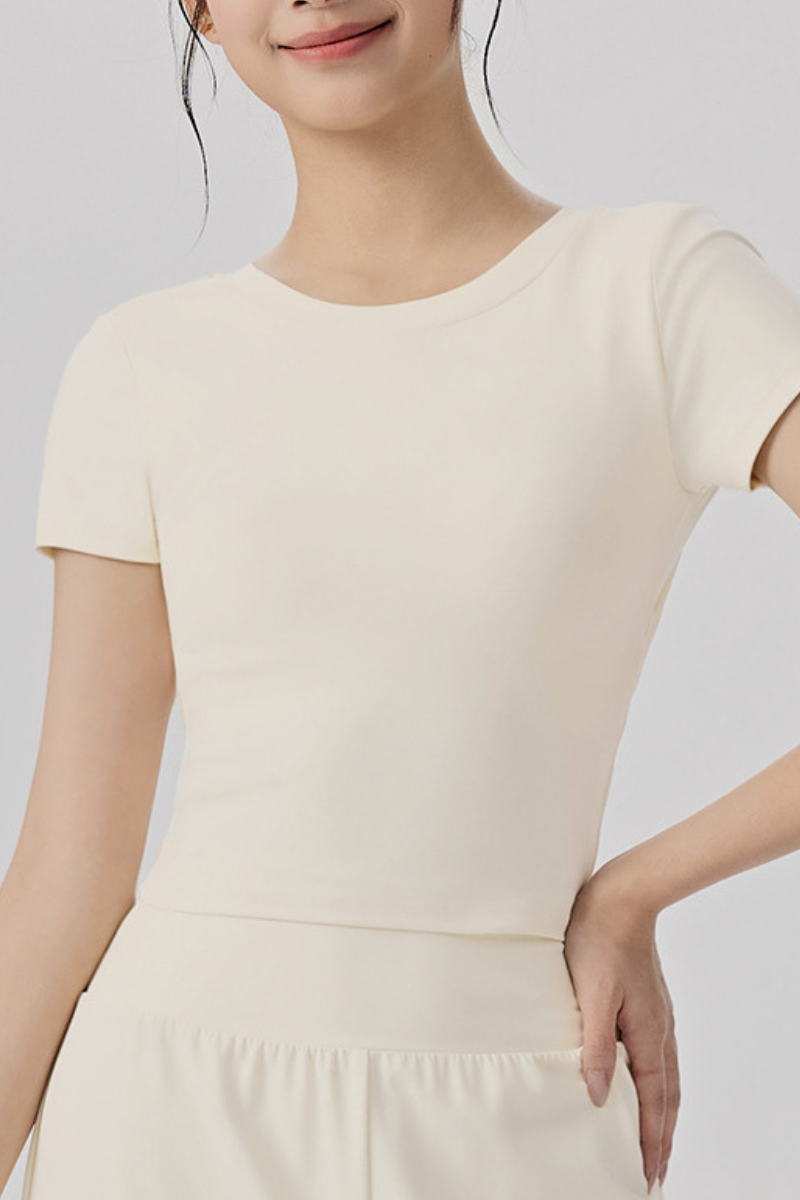 Women's Summer Tie Back Solid Slim Fit Sports T-shirt