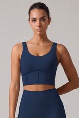 Women's Wide Strap U-Back Sport Bra with Soft Boning Support