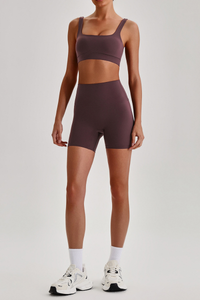 Women's  High Stretch Bra & No Front Seam Yoga Shorts Set