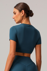 Women's Cropped Crew Neck Short Sleeve T-Shirt