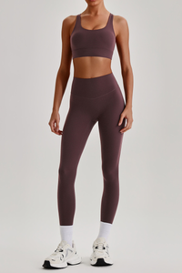 Women's Wide Strap Sports Bra & No Front Seam Leggings Set