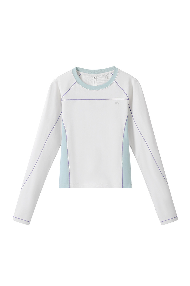 Women's Fall Slim-Fit Stripe Contrast  Long Sleeve T-Shirt