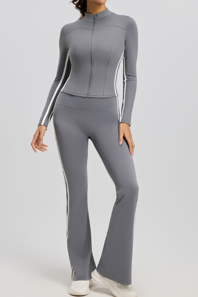 Striped high-waisted yoga set