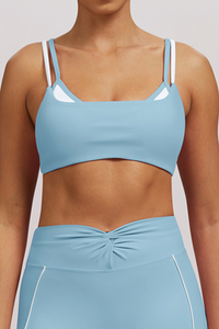 Women's Athletic Double-Strap Color Block Twist-Back Bra